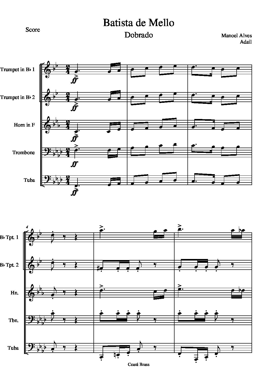 Dobrado Batista de Melo - Trompete (Bb) - Partitura 